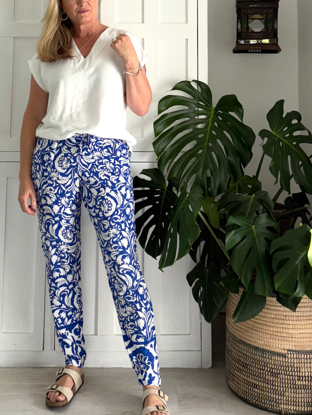 Bali Pants in Blue & White Antique