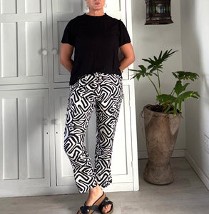 Pemba Pants in Black & White Swirls