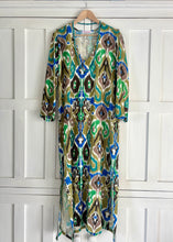 Load image into Gallery viewer, Longer Tunic in Blue &amp;  Green Ikat