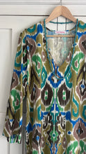 Load image into Gallery viewer, Longer Tunic in Blue &amp;  Green Ikat