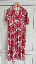 Load image into Gallery viewer, Barcelona Dress in Pink and White Fan Leaf