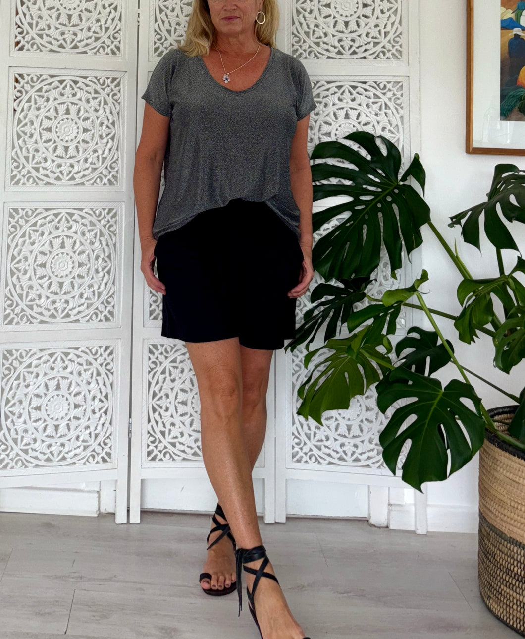 Koko Shorts in Black Linen Blend