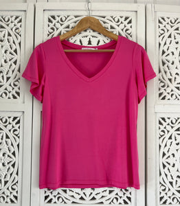 V Neck Flounce T-Shirt