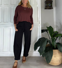 Load image into Gallery viewer, Barely Barrel Pants in Black Ponti