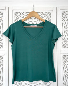 V Neck Flounce T-Shirt