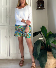 Load image into Gallery viewer, Koko Shorts LTD in Green and Blue iKat Linen Blend