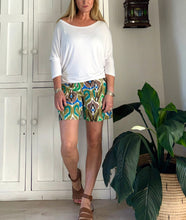 Load image into Gallery viewer, Koko Shorts LTD in Green and Blue iKat Linen Blend