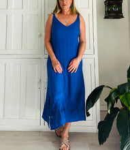 Load image into Gallery viewer, Strappy Maxi Dress in Blue with Detailed Hem