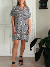 Load image into Gallery viewer, Weekend Dress in Black and White Swirls