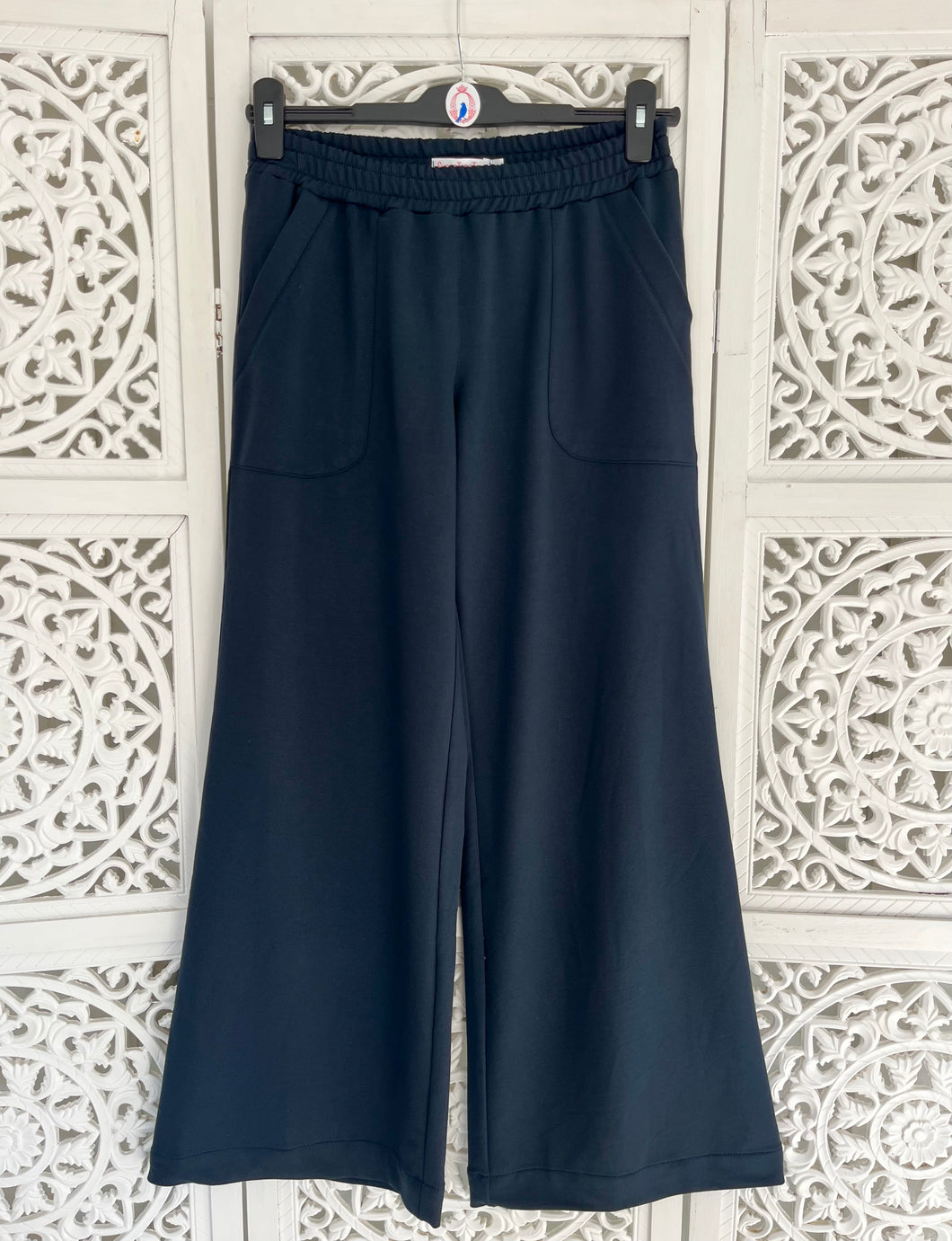 Wide Leg Track Pants in Dark Navy