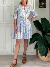 Load image into Gallery viewer, Original Greek Dress in White &amp; Sky Blue