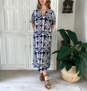 Mombasa Tunic in Navy and White