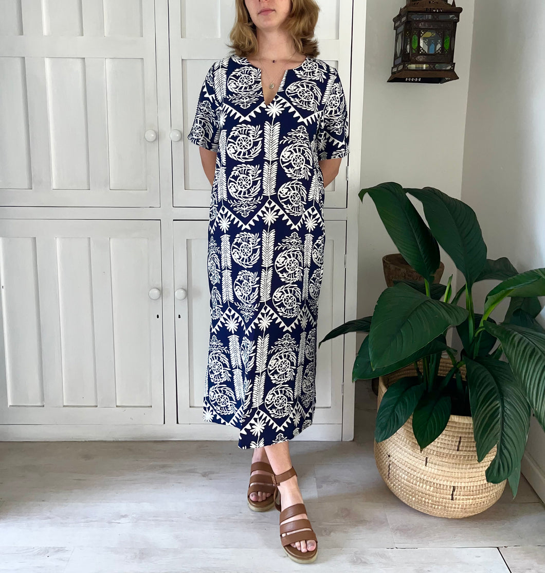 Mombasa Tunic in Navy and White