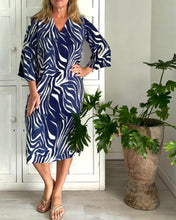 Load image into Gallery viewer, New! Tangier Tunic in Royal Navy Zebra